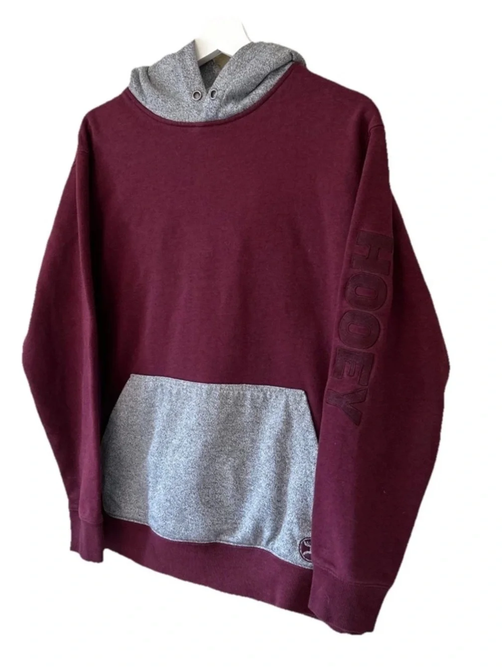 Hooey Men’s Maroon & Gray Two-Tone Pullover Hoodie Soze M - Picture 2 of 7